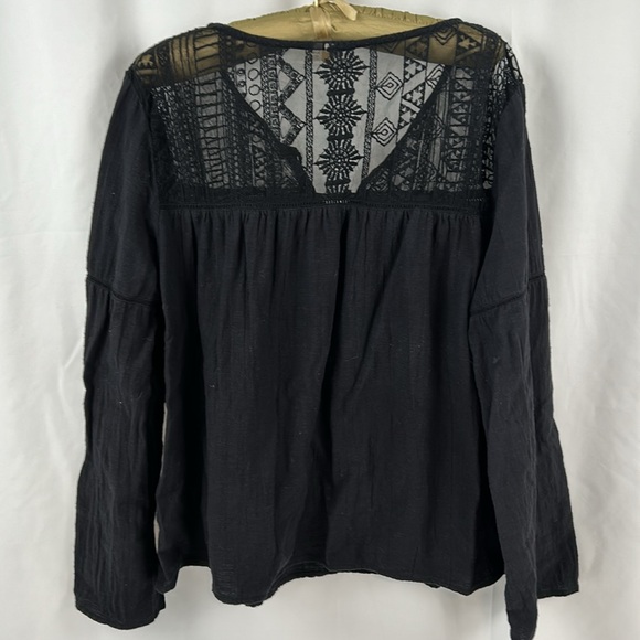 ROXY Sweet Sunshine Lace Insert Top with Bell Long Sleeves in Anthracite size XL - Picture 11 of 13